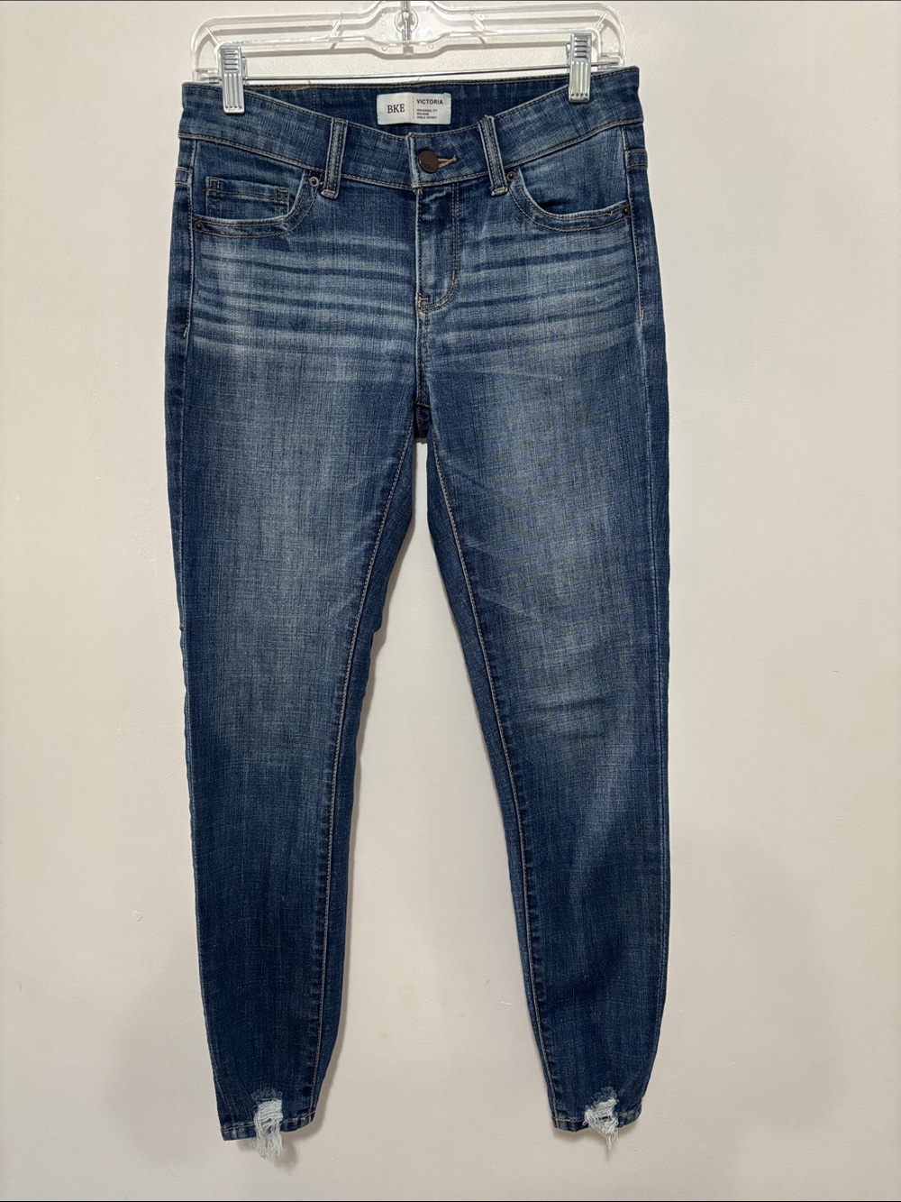 BKE Victoria Mid-Rise Ankle Skinny Jeans Raw Frayed Hem Size 25x27